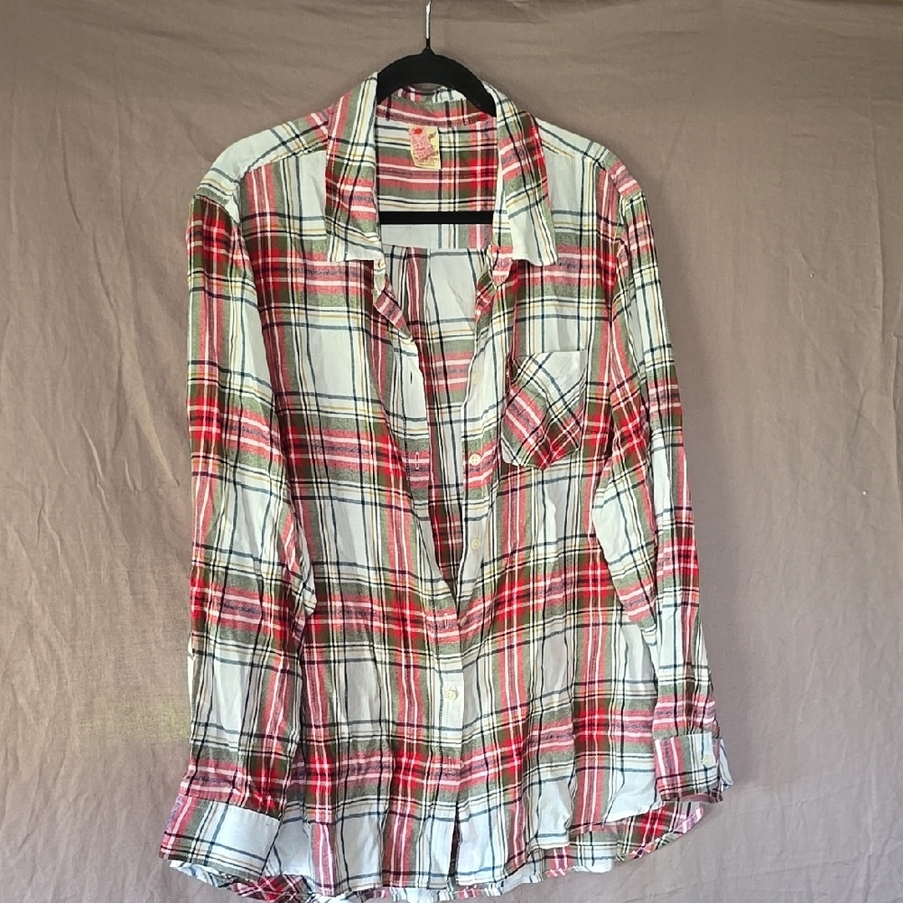 Faded Glory Red Plaid Cotton Shirt 2X